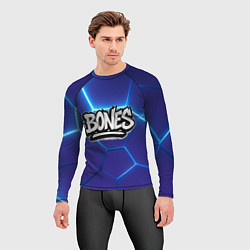 Рашгард мужской Bones белое лого на синих плитах, цвет: 3D-принт — фото 2