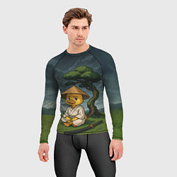 Рашгард мужской Утенок самурай - медитация, цвет: 3D-принт — фото 2