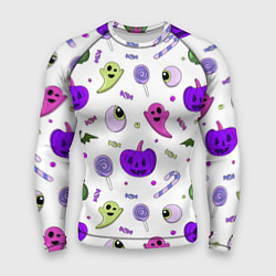 Рашгард мужской Halloween purple pumpkin pattern, цвет: 3D-принт