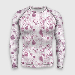 Мужской рашгард Мемфис бордовый на белом геометрический клетчатый