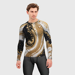 Рашгард мужской Черный агат и жидкое золото, цвет: 3D-принт — фото 2