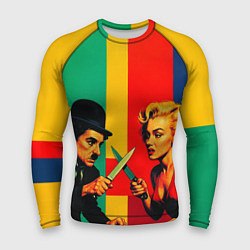 Рашгард мужской Чарли Чаплин против Мэрилин Монро поп-арт, цвет: 3D-принт