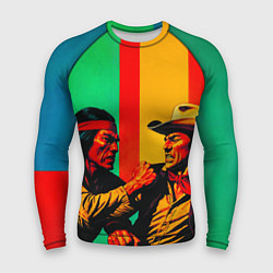 Рашгард мужской Ковбой против индейца поп-арт, цвет: 3D-принт
