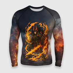 Мужской рашгард Герой аниме дракон с огненным мечем