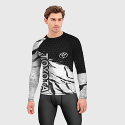 Рашгард мужской Toyota - черный и белый, цвет: 3D-принт — фото 2