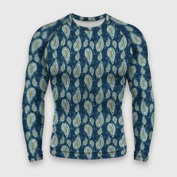 Мужской рашгард Абстрактные капли узор сине-зелёный