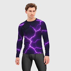 Рашгард мужской Фиолетовые молнии, цвет: 3D-принт — фото 2