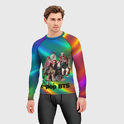 Рашгард мужской BTS радужный блестящий фон, цвет: 3D-принт — фото 2