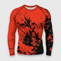 Рашгард мужской Взрыв чёрной краски на красно-оранжевом, цвет: 3D-принт