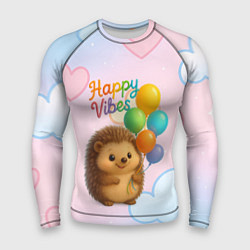 Мужской рашгард Happy vibes ежик с разноцветными шариками