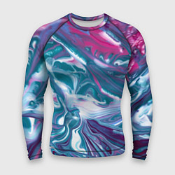 Рашгард мужской Абстракция бело сине красный мрамор, цвет: 3D-принт