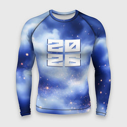 Рашгард мужской 2026 сине-голубая дымка, цвет: 3D-принт