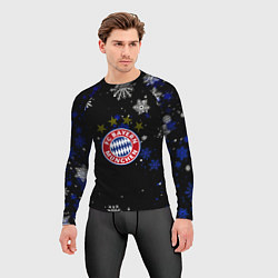 Рашгард мужской Бавария Мюнхен снежинки ночь, цвет: 3D-принт — фото 2