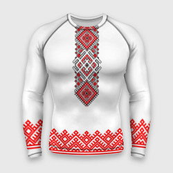 Мужской рашгард Славянская вышиванка с узорами и оберегом