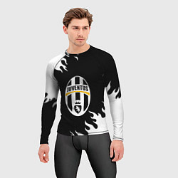 Рашгард мужской Juventus белый огонь текстура, цвет: 3D-принт — фото 2