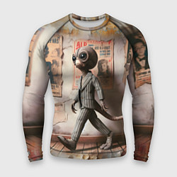 Рашгард мужской Пришелец в костюме в полосочку, цвет: 3D-принт