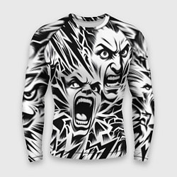 Рашгард мужской Свирепые лица и молнии - нейроарт, цвет: 3D-принт