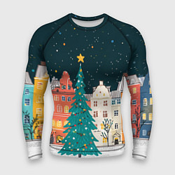 Мужской рашгард Новогодняя ночь в городе