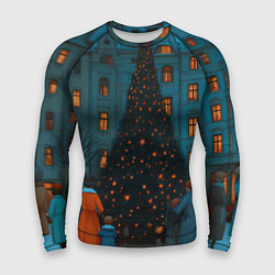 Мужской рашгард Люди встречают новый год во дворе