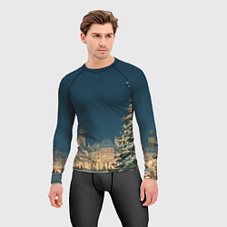 Рашгард мужской Новогодняя атмосфера в городе, цвет: 3D-принт — фото 2