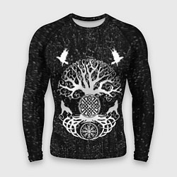 Рашгард мужской Волки и вороны Одина и древо мира, цвет: 3D-принт