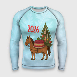 Рашгард мужской Салат Под шубой на новогодней лошади 2026, цвет: 3D-принт