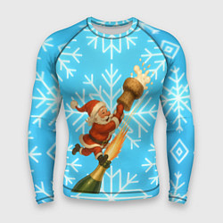 Мужской рашгард Санта летит на пробке шампанского