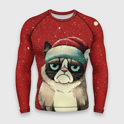 Рашгард мужской Грустный Новогодний мем котик, цвет: 3D-принт