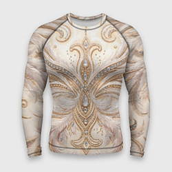 Рашгард мужской Перламутровый орнамент с перьями, цвет: 3D-принт