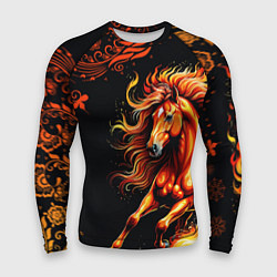 Мужской рашгард Огненный конь в русской хохломе