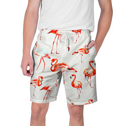 Шорты на шнурке мужские Оранжевые фламинго, цвет: 3D-принт
