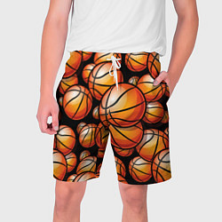 Шорты на шнурке мужские Баскетбольные яркие мячи, цвет: 3D-принт