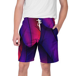 Шорты на шнурке мужские Фиолетовые Перья, цвет: 3D-принт