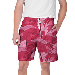 Шорты на шнурке мужские Розовые фламинго, цвет: 3D-принт