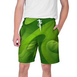 Шорты на шнурке мужские 3d Green abstract, цвет: 3D-принт
