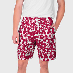 Шорты на шнурке мужские Бело-красный цветочный, цвет: 3D-принт