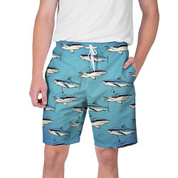 Шорты на шнурке мужские Акулы Паттерн, цвет: 3D-принт