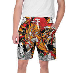 Шорты на шнурке мужские Самурайский тигр, цвет: 3D-принт