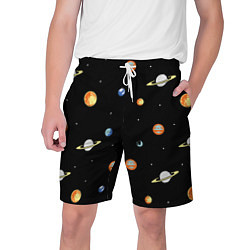 Шорты на шнурке мужские Планеты в космосе, цвет: 3D-принт