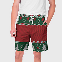 Шорты на шнурке мужские Knitted Christmas Pattern, цвет: 3D-принт