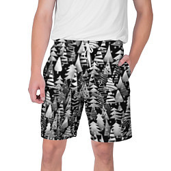 Шорты на шнурке мужские Лес абстрактных ёлок, цвет: 3D-принт