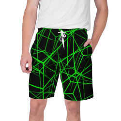 Шорты на шнурке мужские Зеленые Полигоны Матрица, цвет: 3D-принт