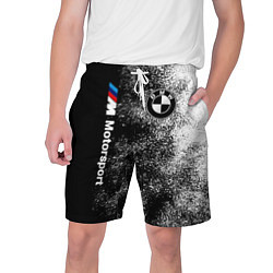 Шорты на шнурке мужские БМВ Черно-белый логотип, цвет: 3D-принт