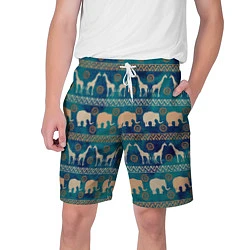 Шорты на шнурке мужские Жирафы и слоны, цвет: 3D-принт