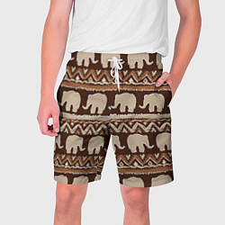 Шорты на шнурке мужские Слоны паттерн, цвет: 3D-принт