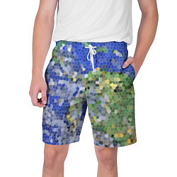 Шорты на шнурке мужские Планета Земля - пиксельный рисунок, цвет: 3D-принт