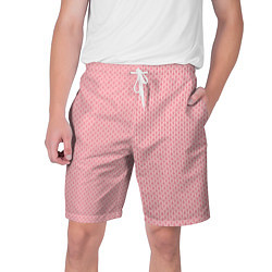 Шорты на шнурке мужские Вязаный простой узор косичка Три оттенка розового, цвет: 3D-принт