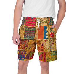 Шорты на шнурке мужские Пэчворк Лоскутное одеяло Patchwork Quilt, цвет: 3D-принт