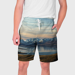 Шорты на шнурке мужские Горы озеро природа, цвет: 3D-принт