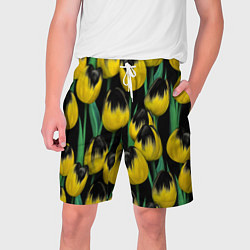 Шорты на шнурке мужские Цветы Желтые Тюльпаны, цвет: 3D-принт